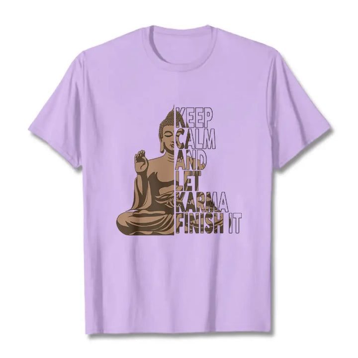 Buddha Stones KEEP CALM AND LET KARMA FINISH IT Tee T-shirt - Plum / KEEP CALM AND LET KARMA FINISH IT / S - T-Shirts