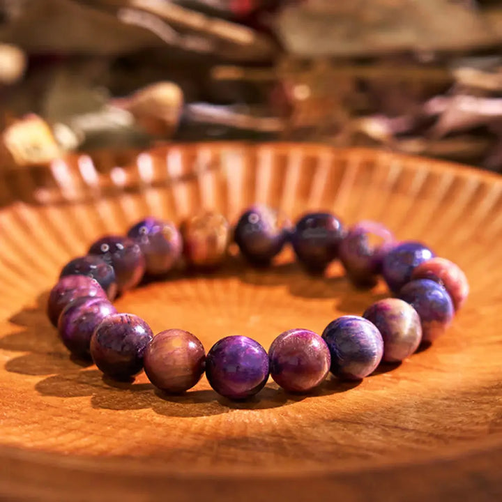 Buddha Stones Keep Calm Purple Series Healing Love Bracelet - BWOOOH - Purple Tiger Eye(Wrist Circumference: 14-16cm)