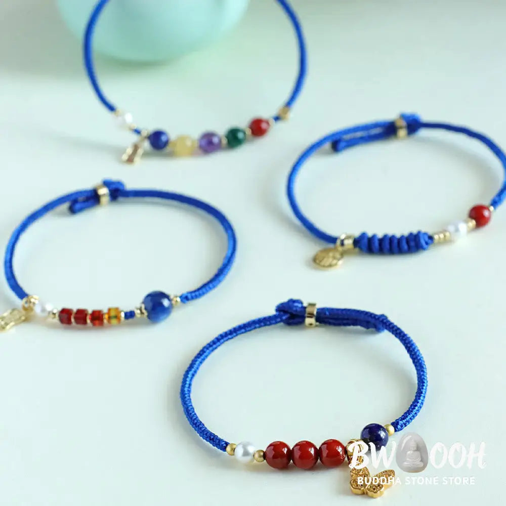 Buddha Stones Klein Blue String South Red Agate Garnet Blue Aventurine Lazurite Copper Butterfly Fu Character Positive