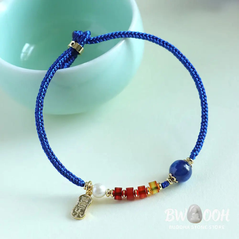 Buddha Stones Klein Blue String South Red Agate Garnet Blue Aventurine Lazurite Copper Butterfly Fu Character Positive