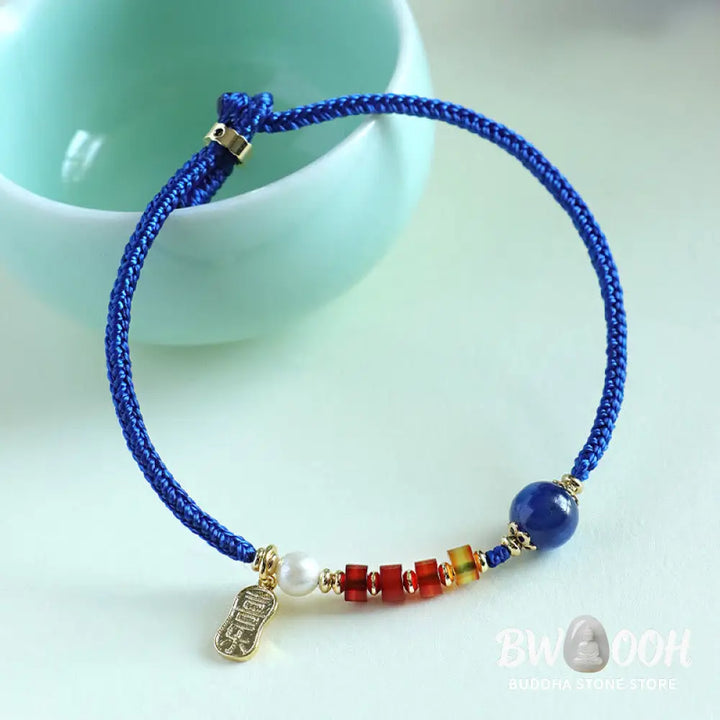 Buddha Stones Klein Blue String South Red Agate Garnet Blue Aventurine Lazurite Copper Butterfly Fu Character Positive