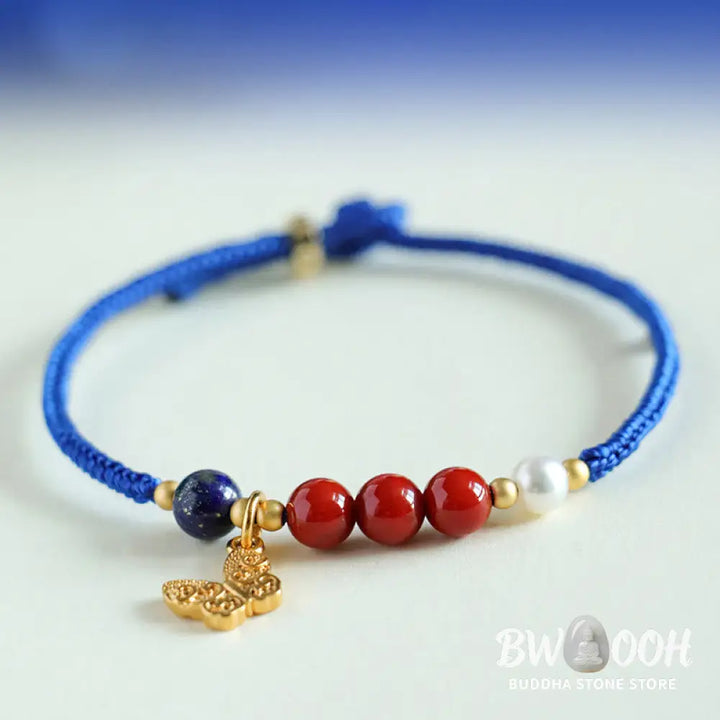 Buddha Stones Klein Blue String South Red Agate Garnet Blue Aventurine Lazurite Copper Butterfly Fu Character Positive