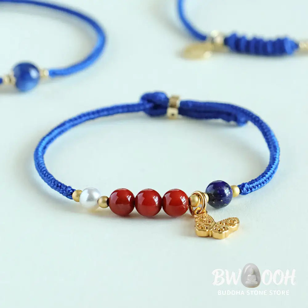 Buddha Stones Klein Blue String South Red Agate Garnet Blue Aventurine Lazurite Copper Butterfly Fu Character Positive