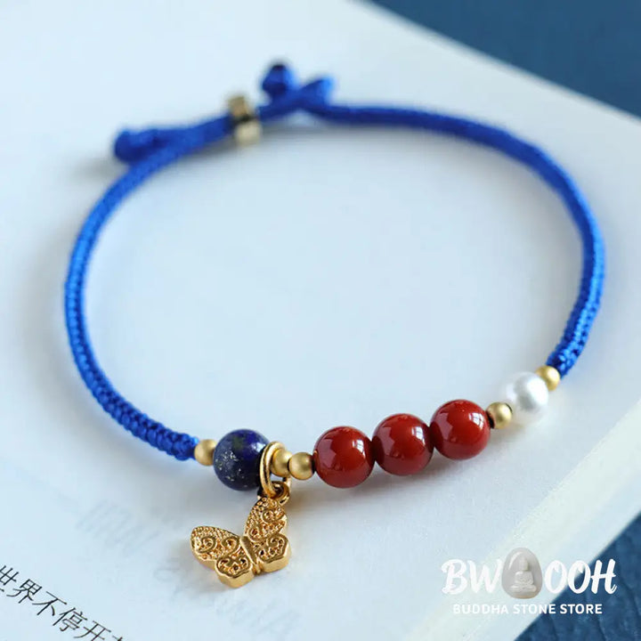 Buddha Stones Klein Blue String South Red Agate Garnet Blue Aventurine Lazurite Copper Butterfly Fu Character Positive