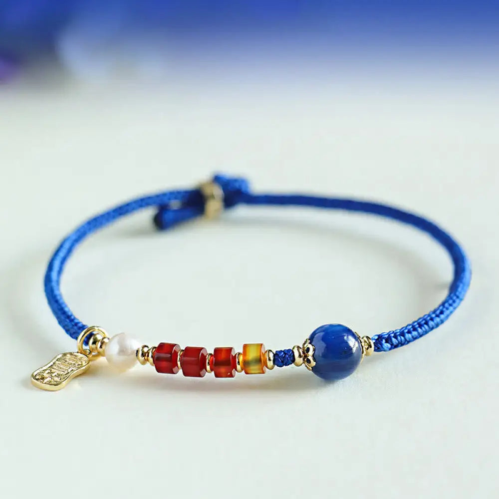 Buddha Stones Klein Blue String South Red Agate Garnet Blue Aventurine Lazurite Copper Butterfly Fu Character Positive
