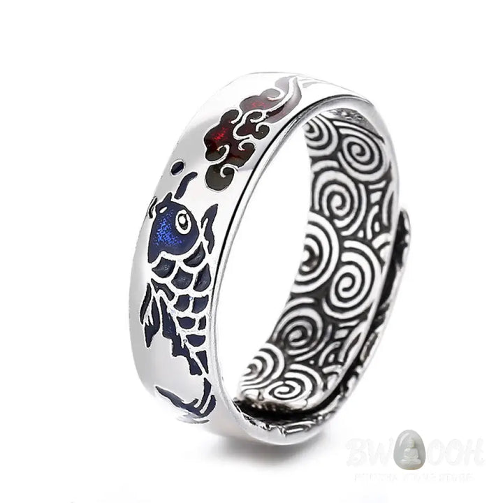 Buddha Stones Koi Fish Auspicious Cloud Design Luck Wealth Ring - BWOOOH - Koi Fish(Luck♥Prosperity) - Ring