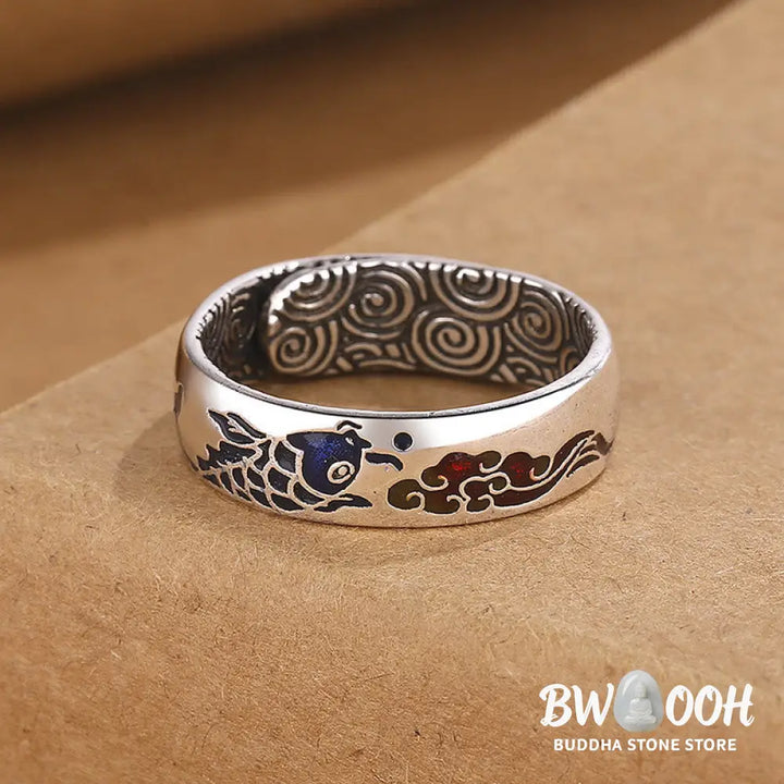 Buddha Stones Koi Fish Auspicious Cloud Design Luck Wealth Ring - BWOOOH - Koi Fish(Luck♥Prosperity) - Ring