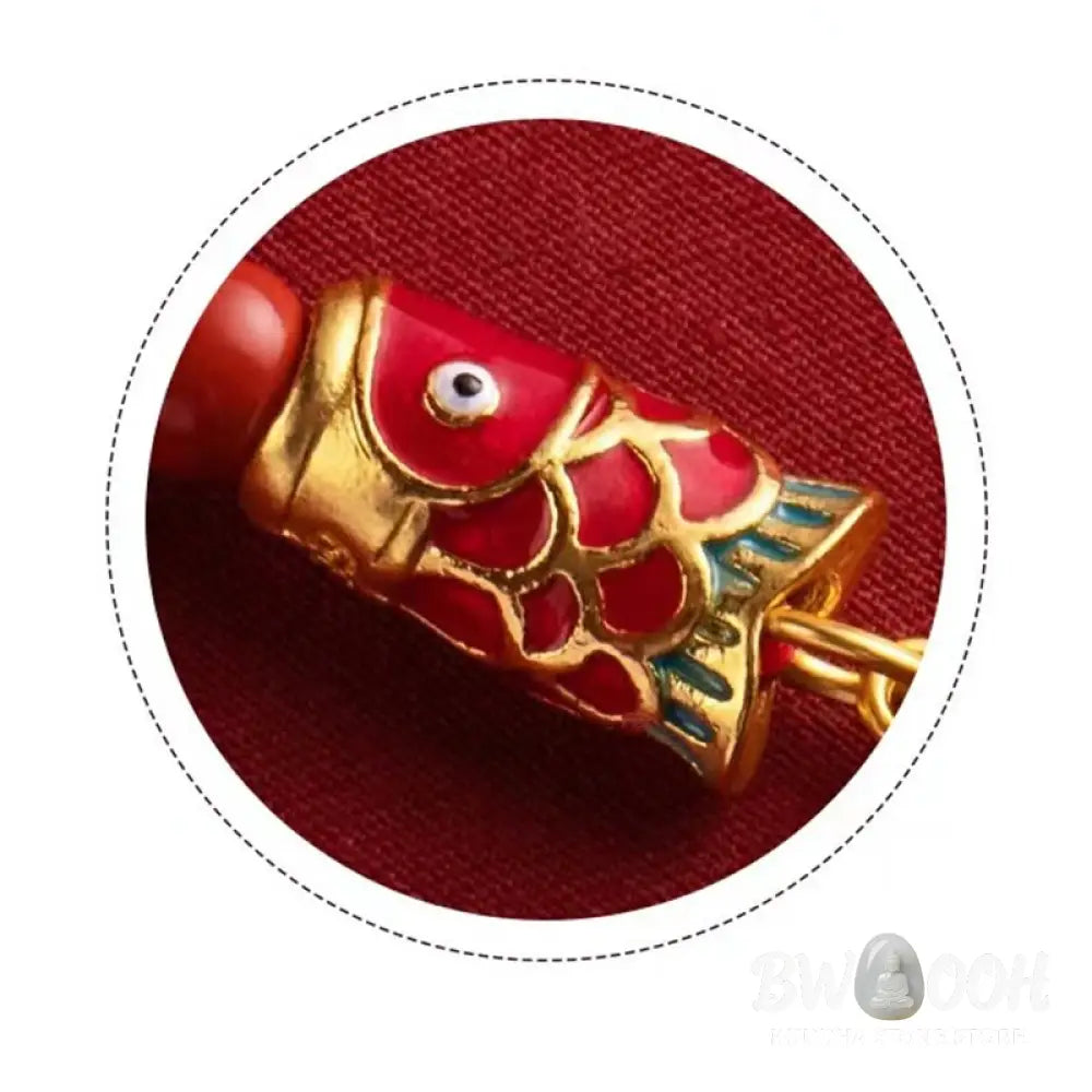 Buddha Stones Koi Fish Cinnabar Attracting Wealth Wish Ruyi Charm Luck Phone Hanging Decoration - Phone Hanging
