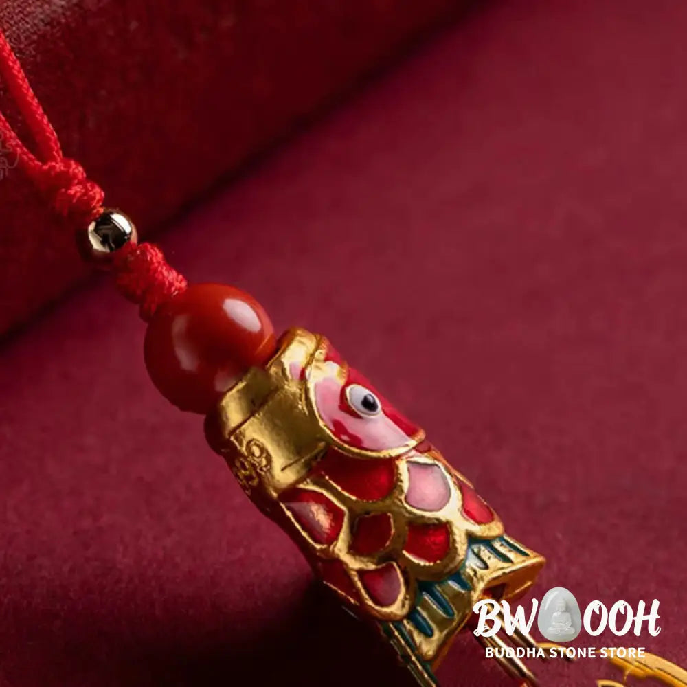 Buddha Stones Koi Fish Cinnabar Attracting Wealth Wish Ruyi Charm Luck Phone Hanging Decoration - Phone Hanging