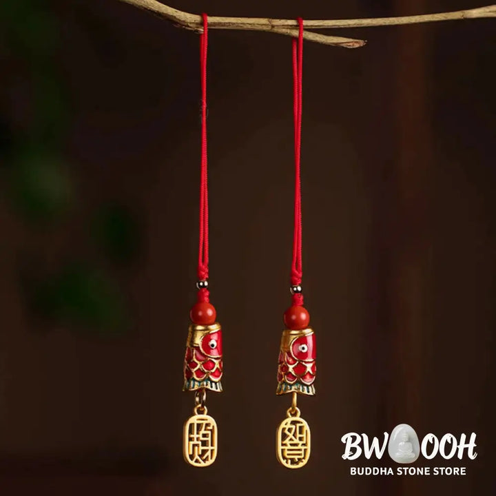 Buddha Stones Koi Fish Cinnabar Attracting Wealth Wish Ruyi Charm Luck Phone Hanging Decoration - Phone Hanging
