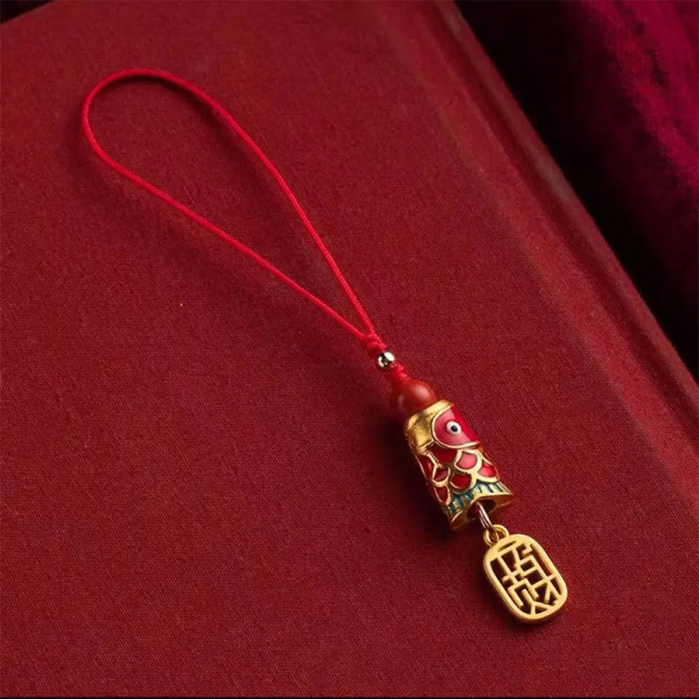 Buddha Stones Koi Fish Cinnabar Attracting Wealth Wish Ruyi Charm Luck Phone Hanging Decoration - Attracting Wealth Koi