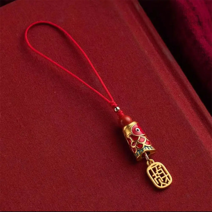 Buddha Stones Koi Fish Cinnabar Attracting Wealth Wish Ruyi Charm Luck Phone Hanging Decoration - Attracting Wealth Koi