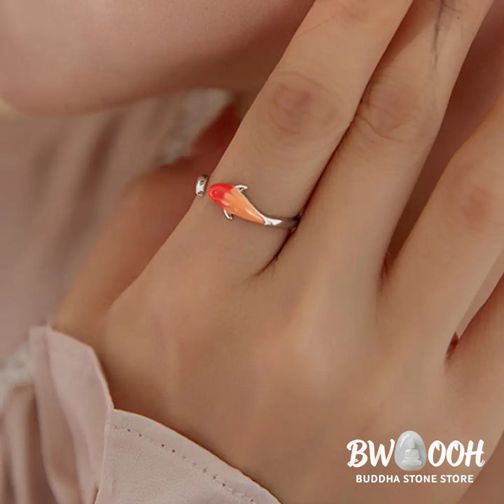 Buddha Stones Koi Fish Copper Balance Luck Adjustable Ring - BWOOOH - Copper - Rings