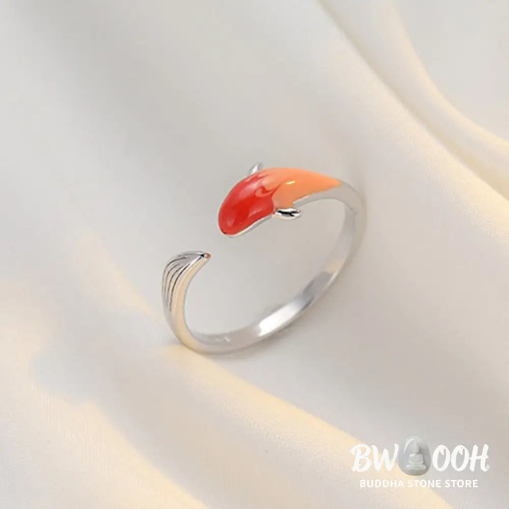 Buddha Stones Koi Fish Copper Balance Luck Adjustable Ring - BWOOOH - Copper - Rings