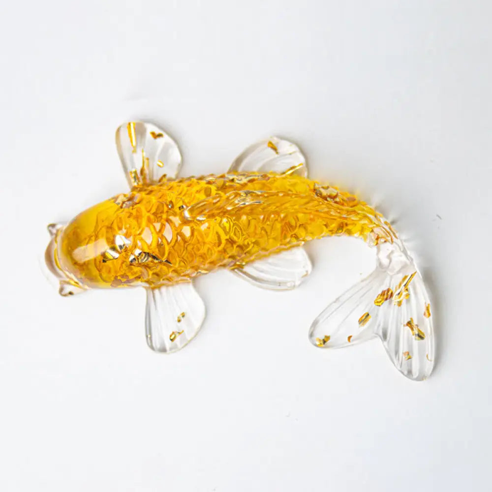 Buddha Stones Koi Fish Crystal Chip Epoxy Resin Luck Decoration - Citrine(60*40*20mm) - Decorations