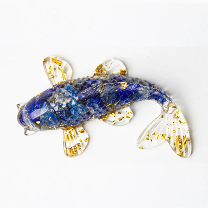 Buddha Stones Koi Fish Crystal Chip Epoxy Resin Luck Decoration - Lazurite(60*40*20mm) - Decorations