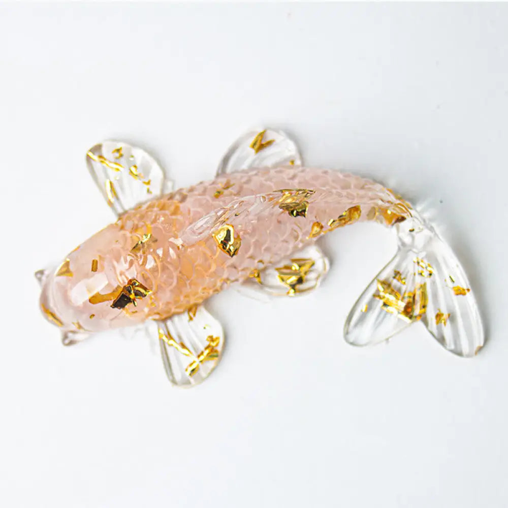 Buddha Stones Koi Fish Crystal Chip Epoxy Resin Luck Decoration - Pink Crysta(60*40*20mm) - Decorations