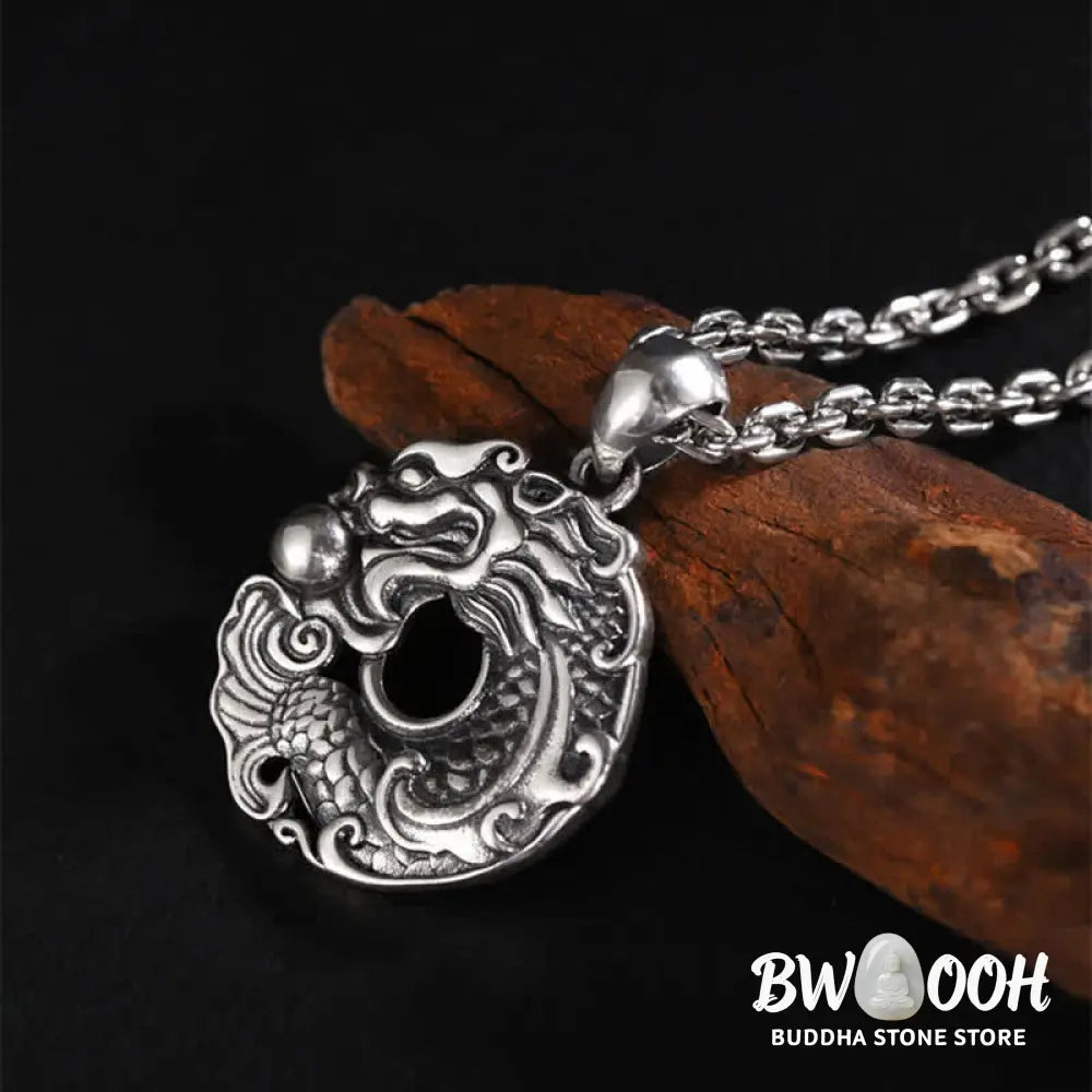Buddha Stones Koi Fish Dragon Peace Buckle Wealth Necklace Pendant - BWOOOH - Koi Fish Dragon - Necklaces &amp; Pendants
