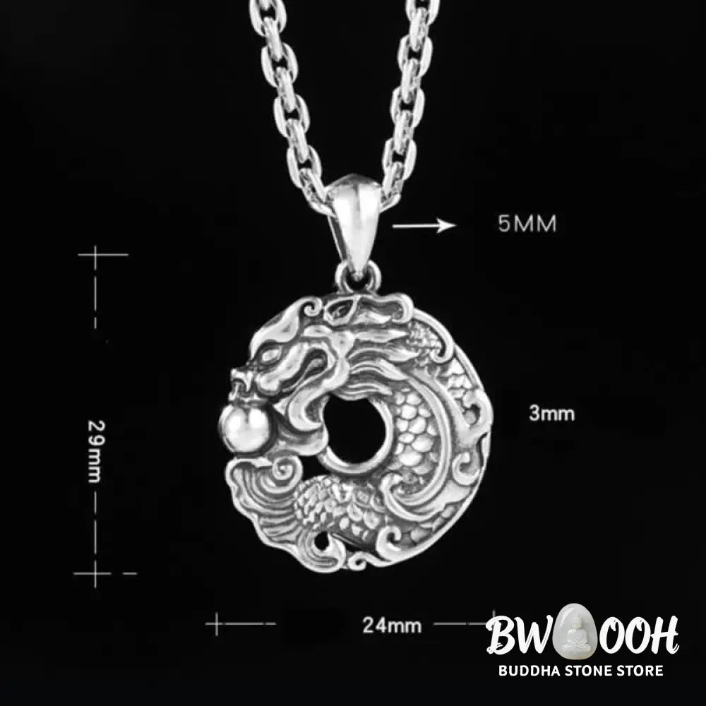 Buddha Stones Koi Fish Dragon Peace Buckle Wealth Necklace Pendant - BWOOOH - Koi Fish Dragon - Necklaces &amp; Pendants