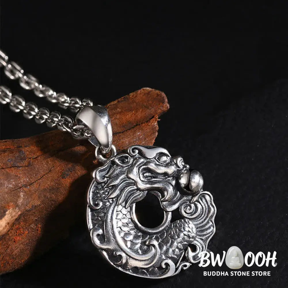 Buddha Stones Koi Fish Dragon Peace Buckle Wealth Necklace Pendant - BWOOOH - Koi Fish Dragon - Necklaces & Pendants