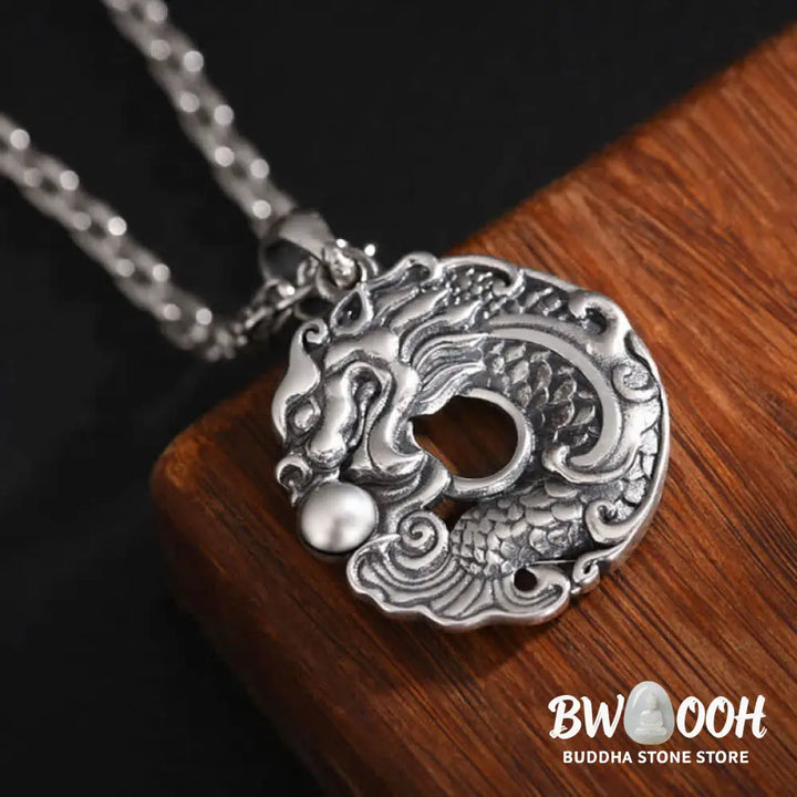 Buddha Stones Koi Fish Dragon Peace Buckle Wealth Necklace Pendant - BWOOOH - Koi Fish Dragon - Necklaces &amp; Pendants
