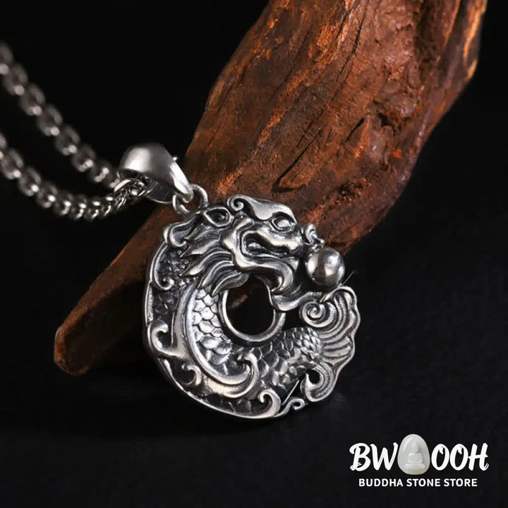 Buddha Stones Koi Fish Dragon Peace Buckle Wealth Necklace Pendant - BWOOOH - Koi Fish Dragon - Necklaces &amp; Pendants