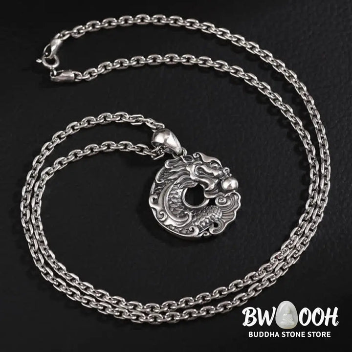 Buddha Stones Koi Fish Dragon Peace Buckle Wealth Necklace Pendant - BWOOOH - Koi Fish Dragon - Necklaces &amp; Pendants