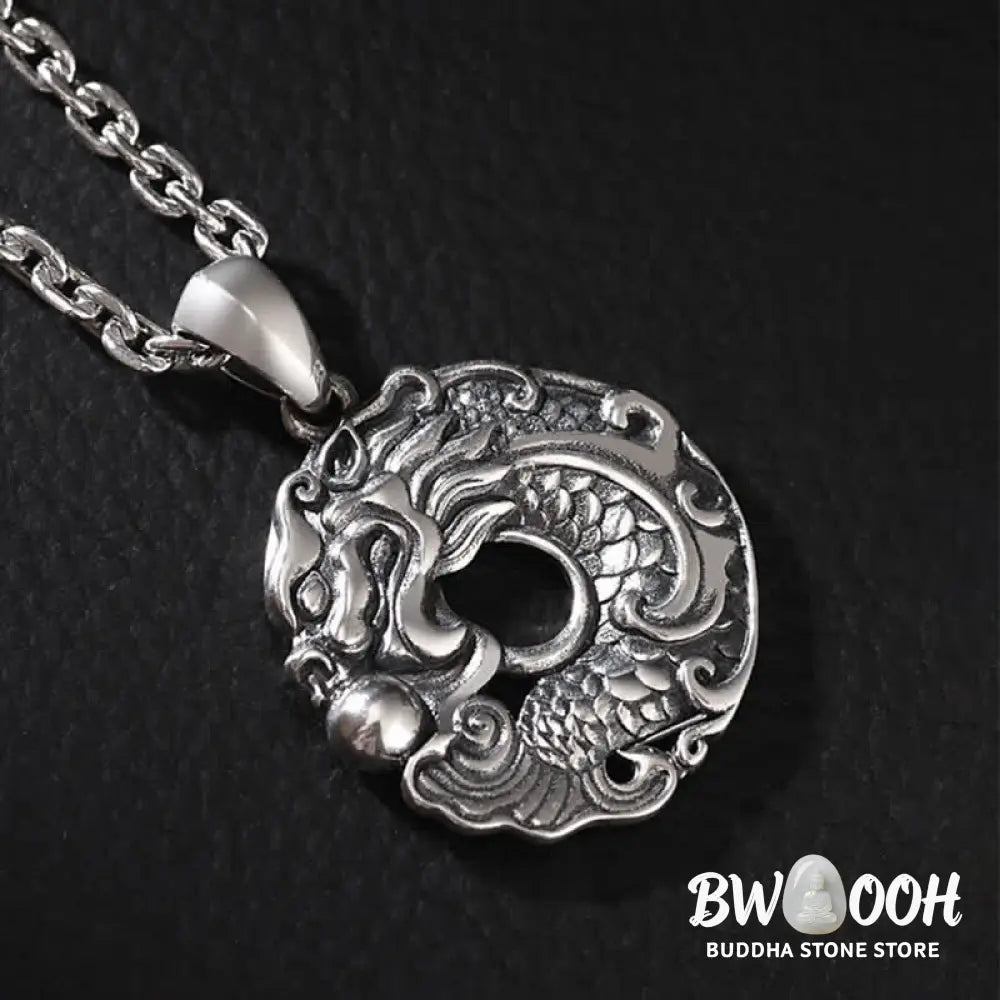 Buddha Stones Koi Fish Dragon Peace Buckle Wealth Necklace Pendant - BWOOOH - Koi Fish Dragon - Necklaces &amp; Pendants