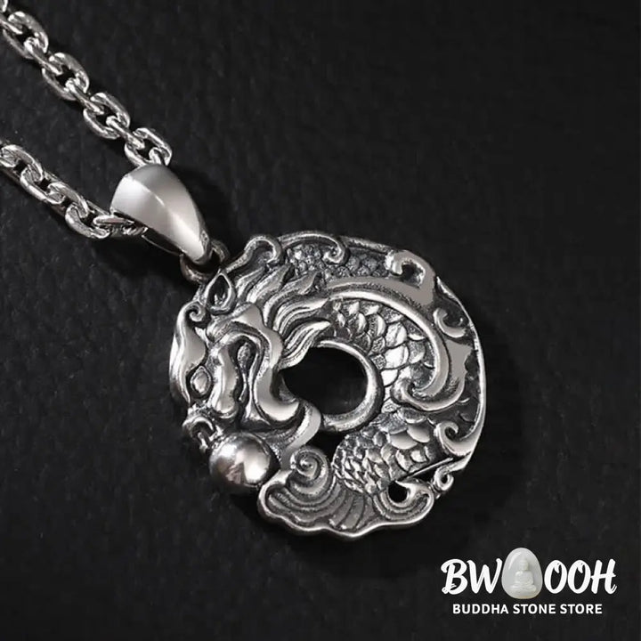 Buddha Stones Koi Fish Dragon Peace Buckle Wealth Necklace Pendant - BWOOOH - Koi Fish Dragon - Necklaces &amp; Pendants