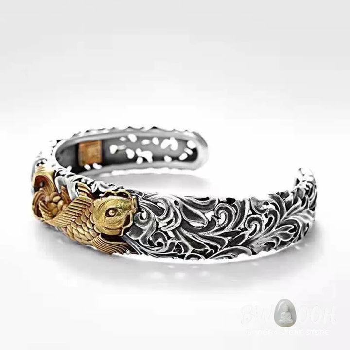 Buddha Stones Koi Fish Grass Pattern Prosperity Wealth Bracelet Bangle - BWOOOH - Koi Fish (Luck ♥ Prosperity)