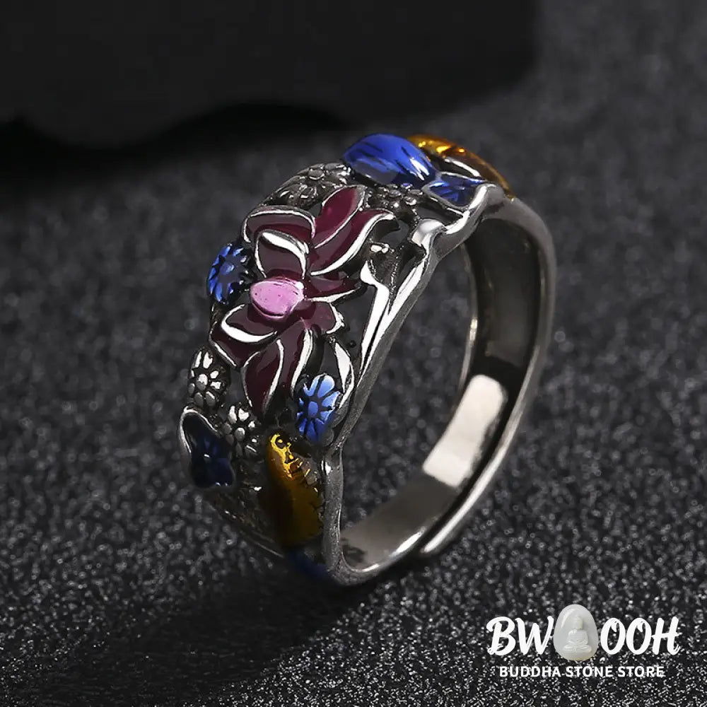 Buddha Stones Koi Fish Lotus Flower Leaf Design Luck Wealth Ring - BWOOOH - Koi Fish(Luck♥Prosperity) - Ring