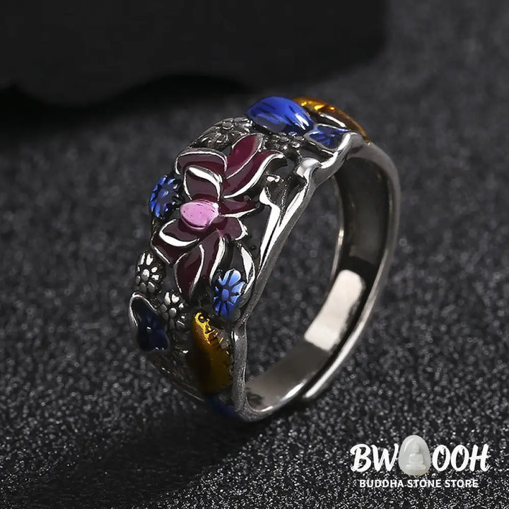 Buddha Stones Koi Fish Lotus Flower Leaf Design Luck Wealth Ring - BWOOOH - Koi Fish(Luck♥Prosperity) - Ring