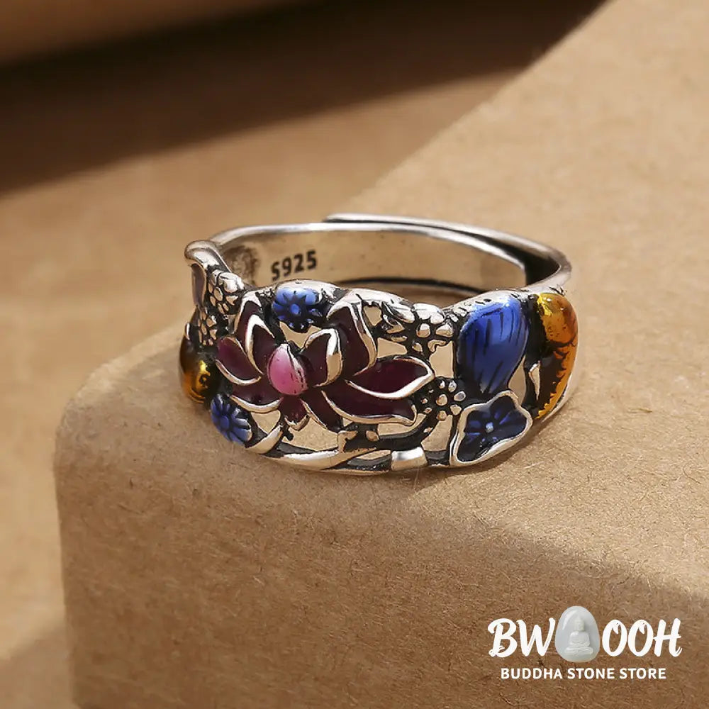 Buddha Stones Koi Fish Lotus Flower Leaf Design Luck Wealth Ring - BWOOOH - Koi Fish(Luck♥Prosperity) - Ring