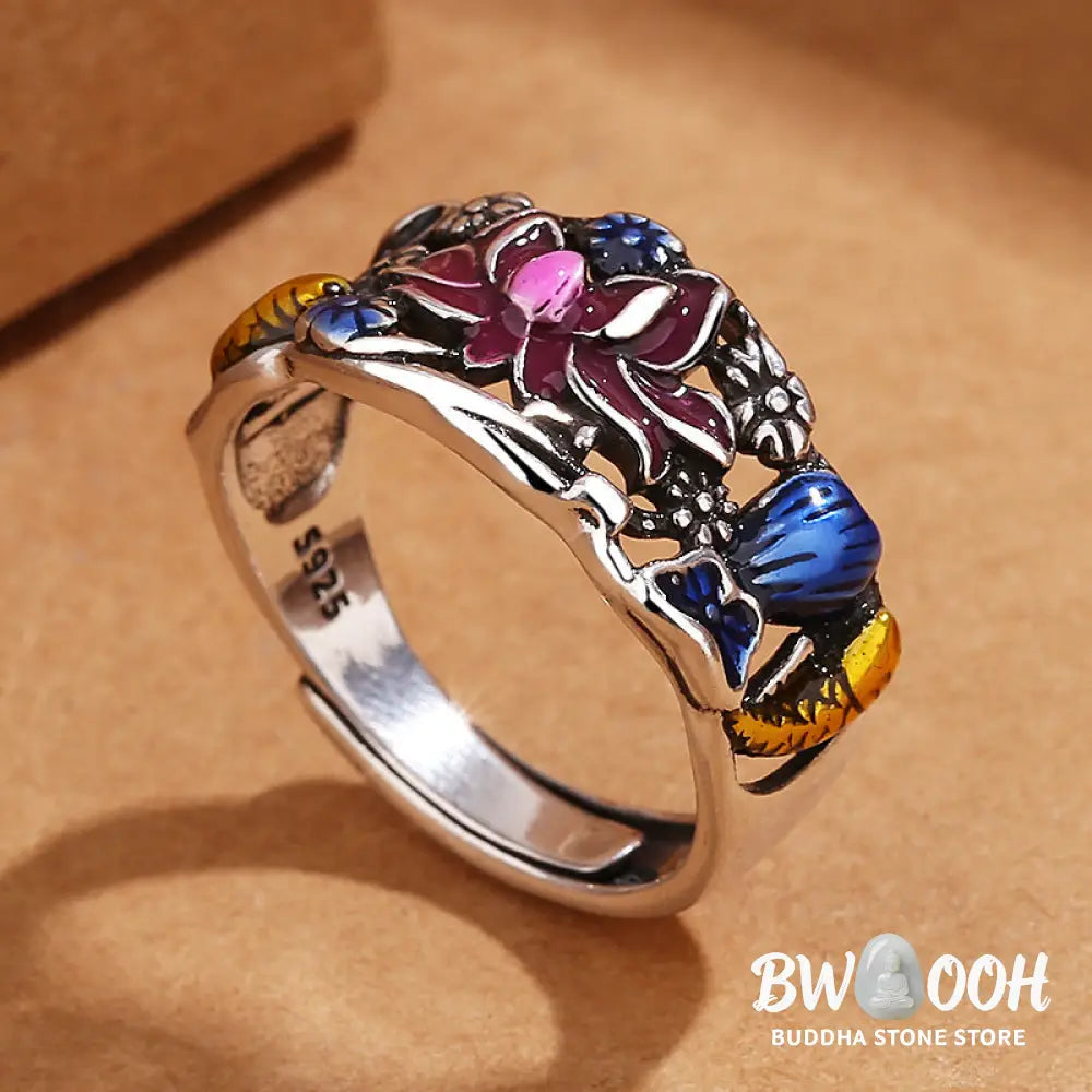 Buddha Stones Koi Fish Lotus Flower Leaf Design Luck Wealth Ring - BWOOOH - Koi Fish(Luck♥Prosperity) - Ring