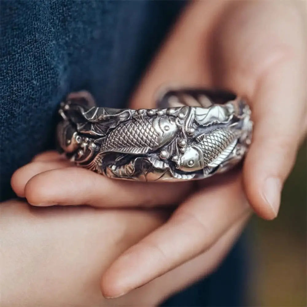 BWOOOH BWOOOH Koi Fish Lotus Luck Wealth Bracelet Bangle - Koi Fish(Luck*Prosperity) - Bracelet Bangle