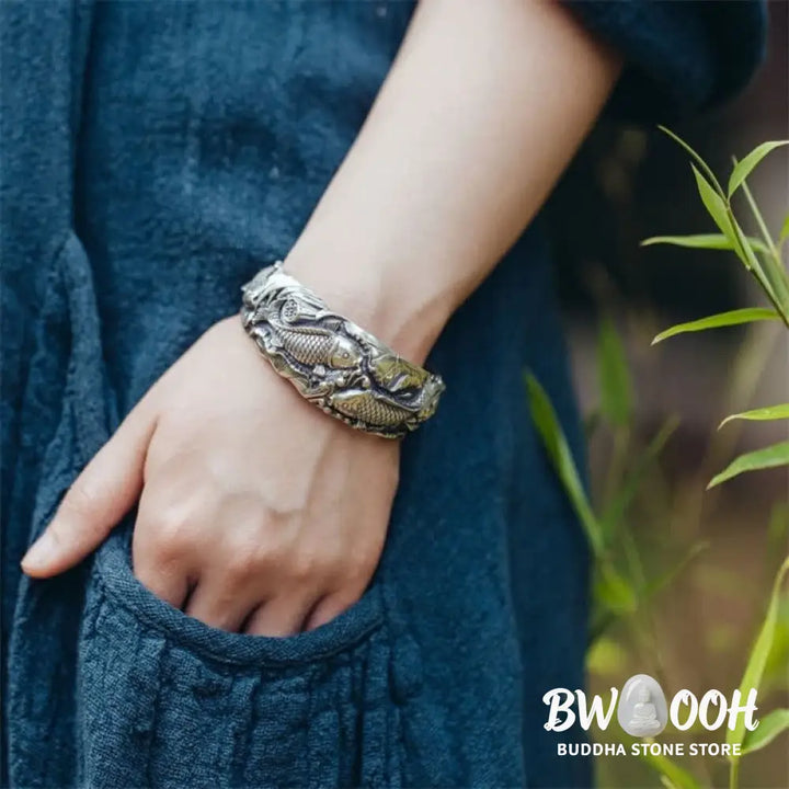BWOOOH BWOOOH Koi Fish Lotus Luck Wealth Bracelet Bangle - Koi Fish(Luck*Prosperity) - Bracelet Bangle