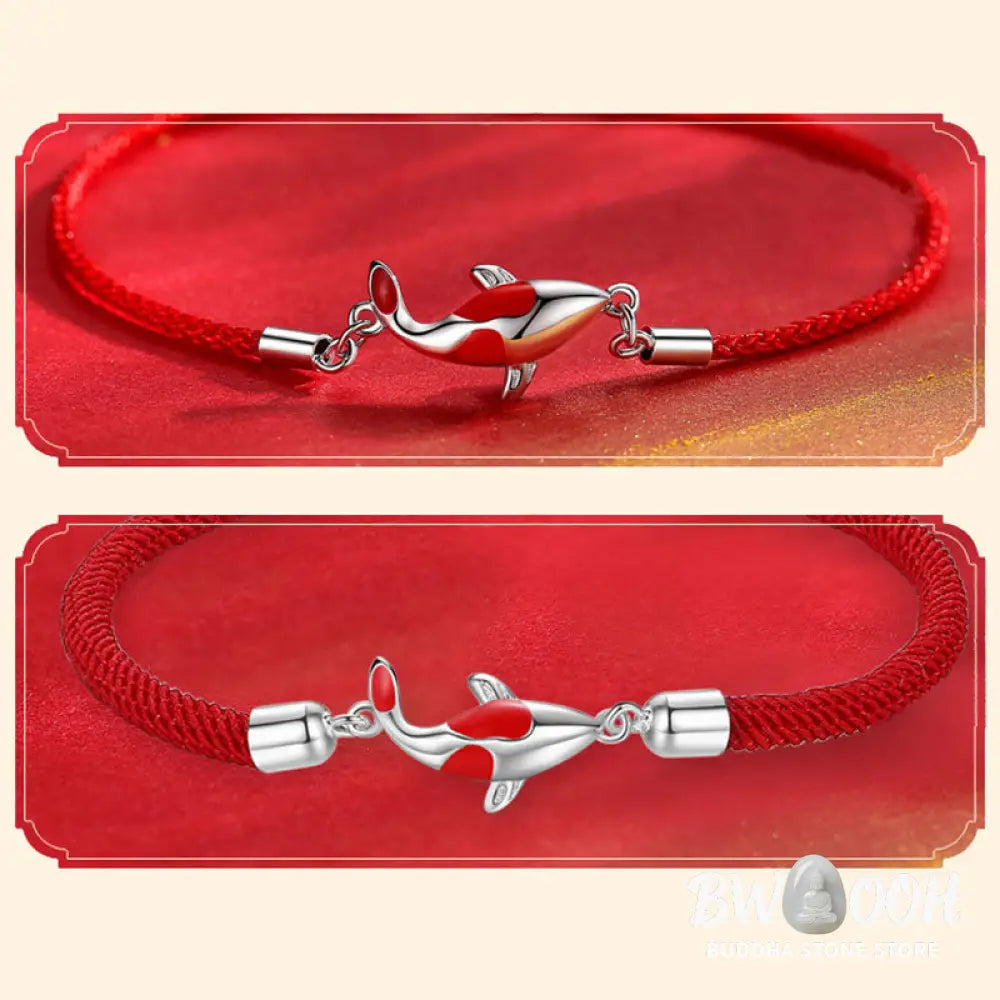 Buddha Stones Koi Fish Luck Wealth Braided Chain Couple Bracelet - BWOOOH - Bracelet