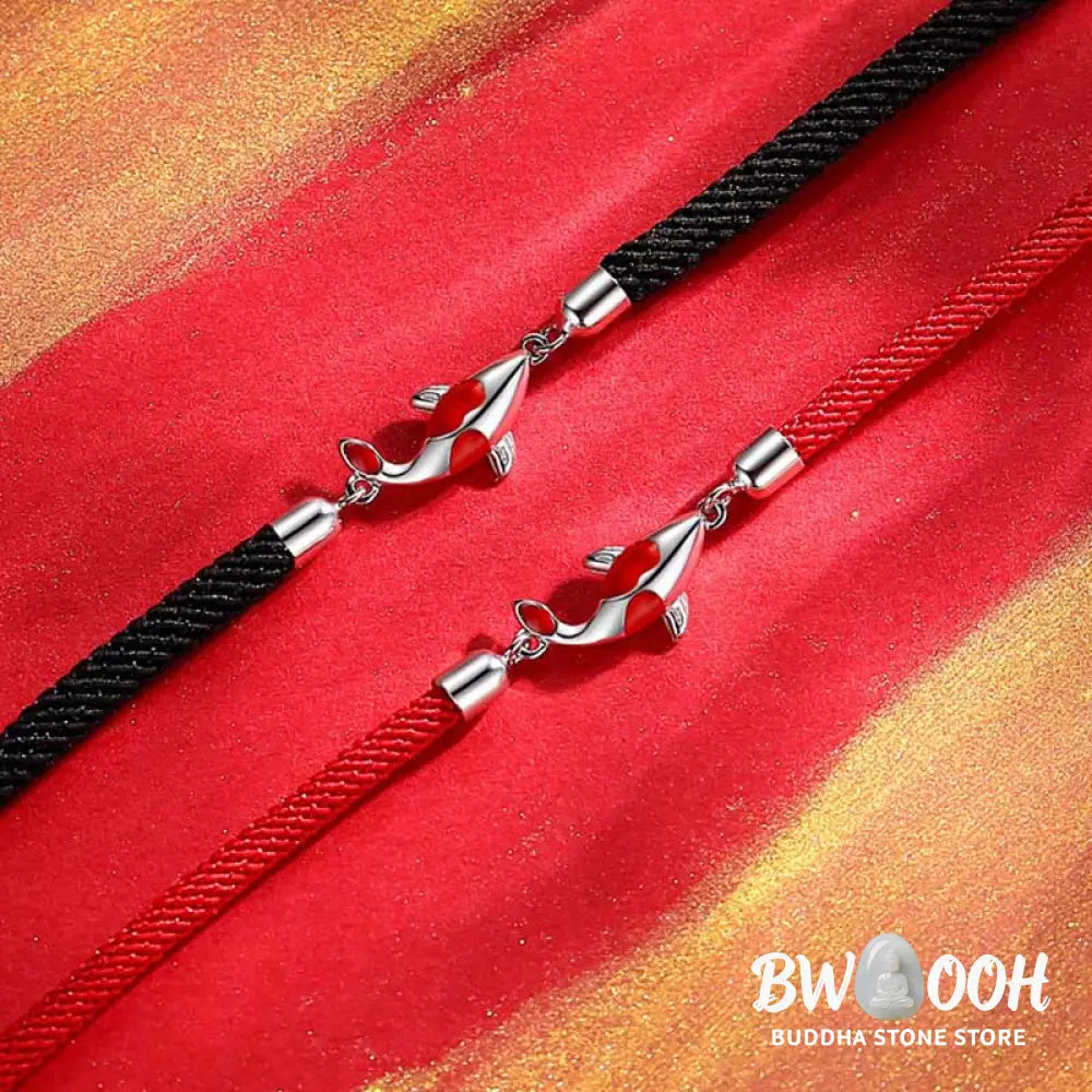 Buddha Stones Koi Fish Luck Wealth Braided Chain Couple Bracelet - BWOOOH - Bracelet