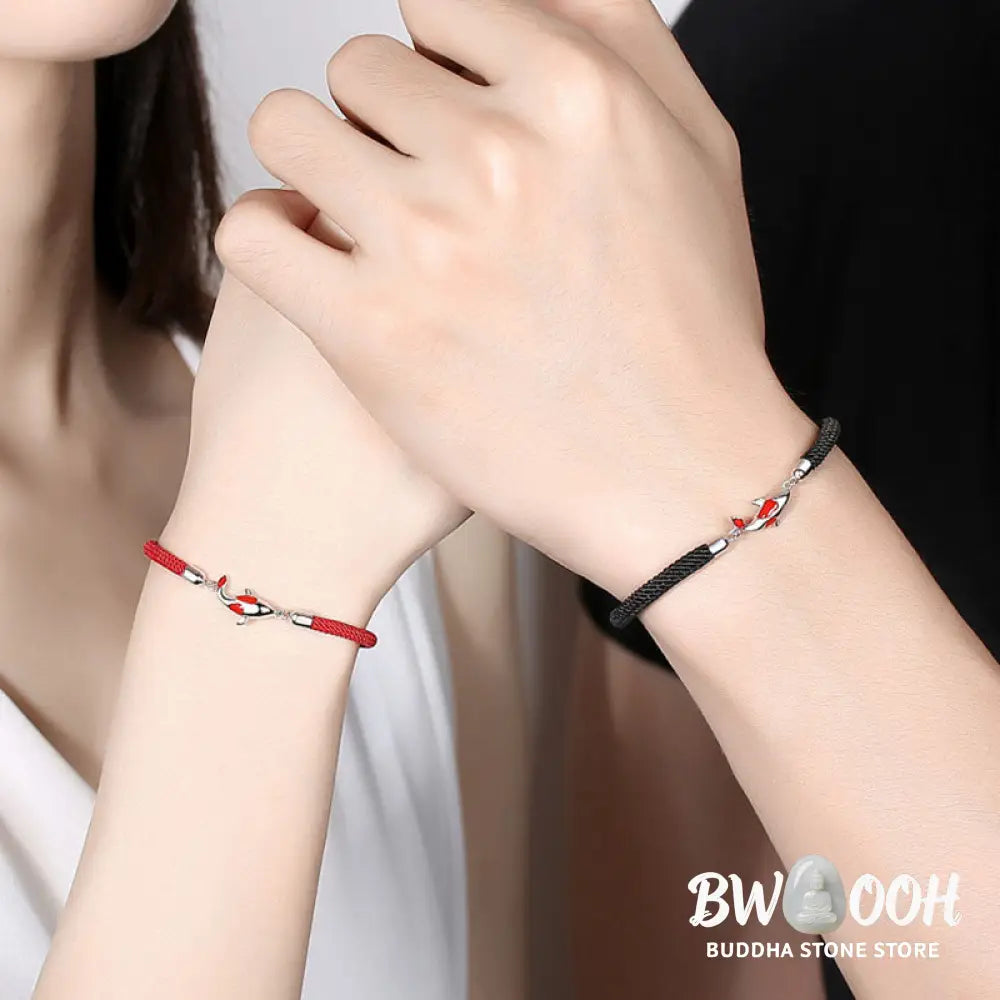Buddha Stones Koi Fish Luck Wealth Braided Chain Couple Bracelet - BWOOOH - Bracelet