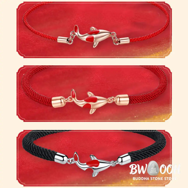 Buddha Stones Koi Fish Luck Wealth Braided Chain Couple Bracelet - BWOOOH - Bracelet