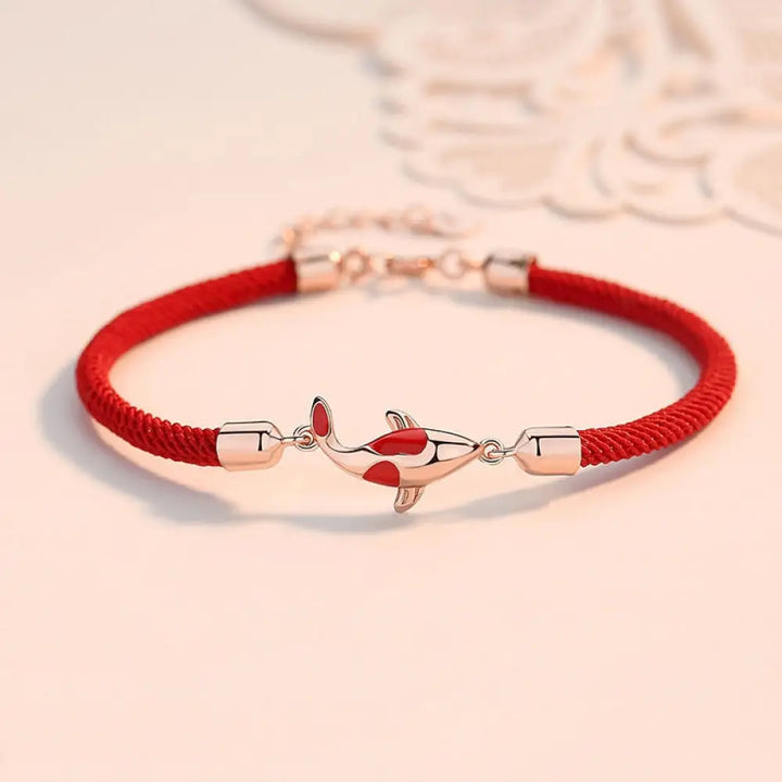 BWOOOH Koi Fish Luck Wealth Braided Chain Couple Bracelet - BWOOOH - Rose Gold Koi Fish Red Bracelet(Wrist