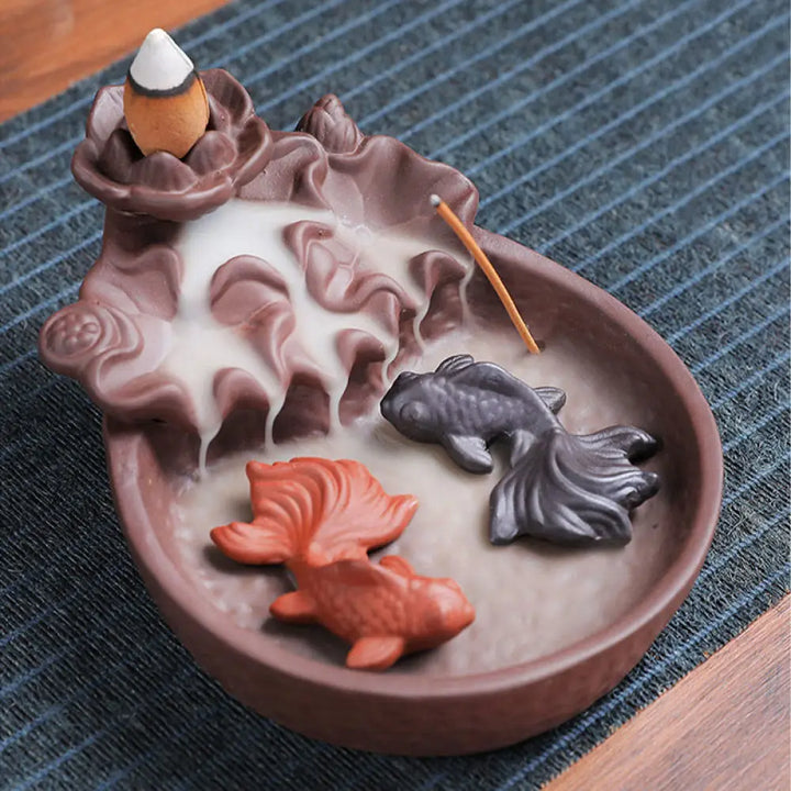 BWOOOH ceramic incense burner - Koi Fish Ox Purple Clay Ceramic Inc