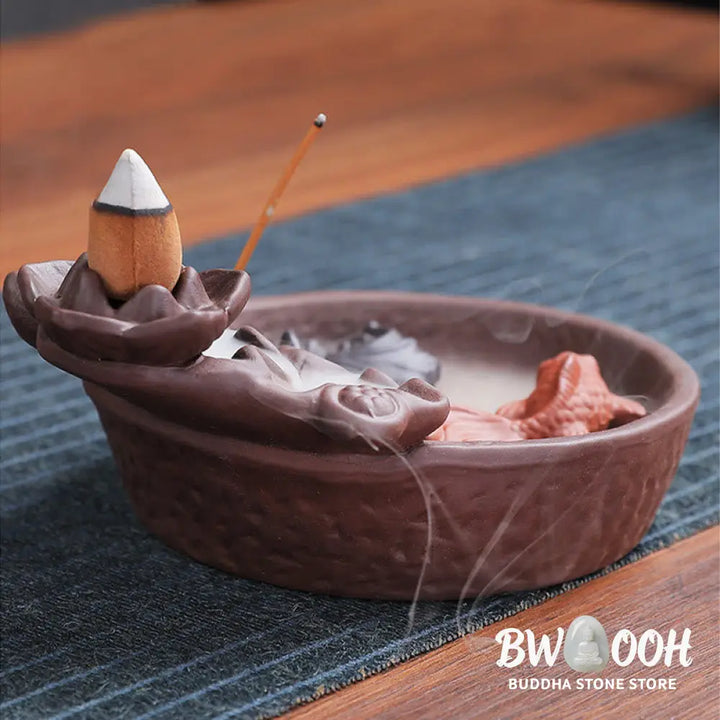 BWOOOH ceramic incense burner - Koi Fish Ox Purple Clay Ceramic Inc