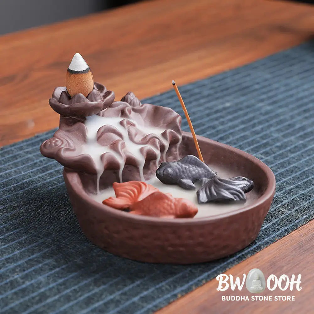 BWOOOH ceramic incense burner - Koi Fish Ox Purple Clay Ceramic Inc