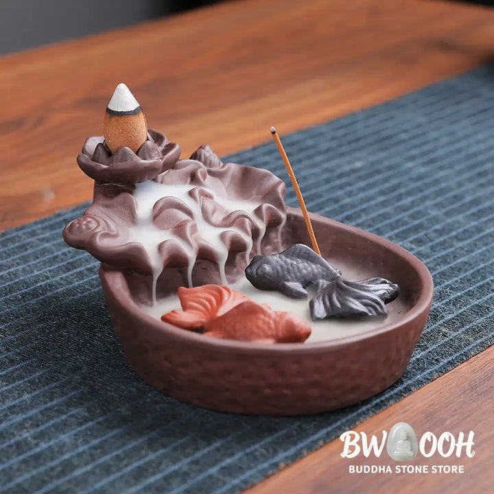 BWOOOH ceramic incense burner - Koi Fish Ox Purple Clay Ceramic Inc