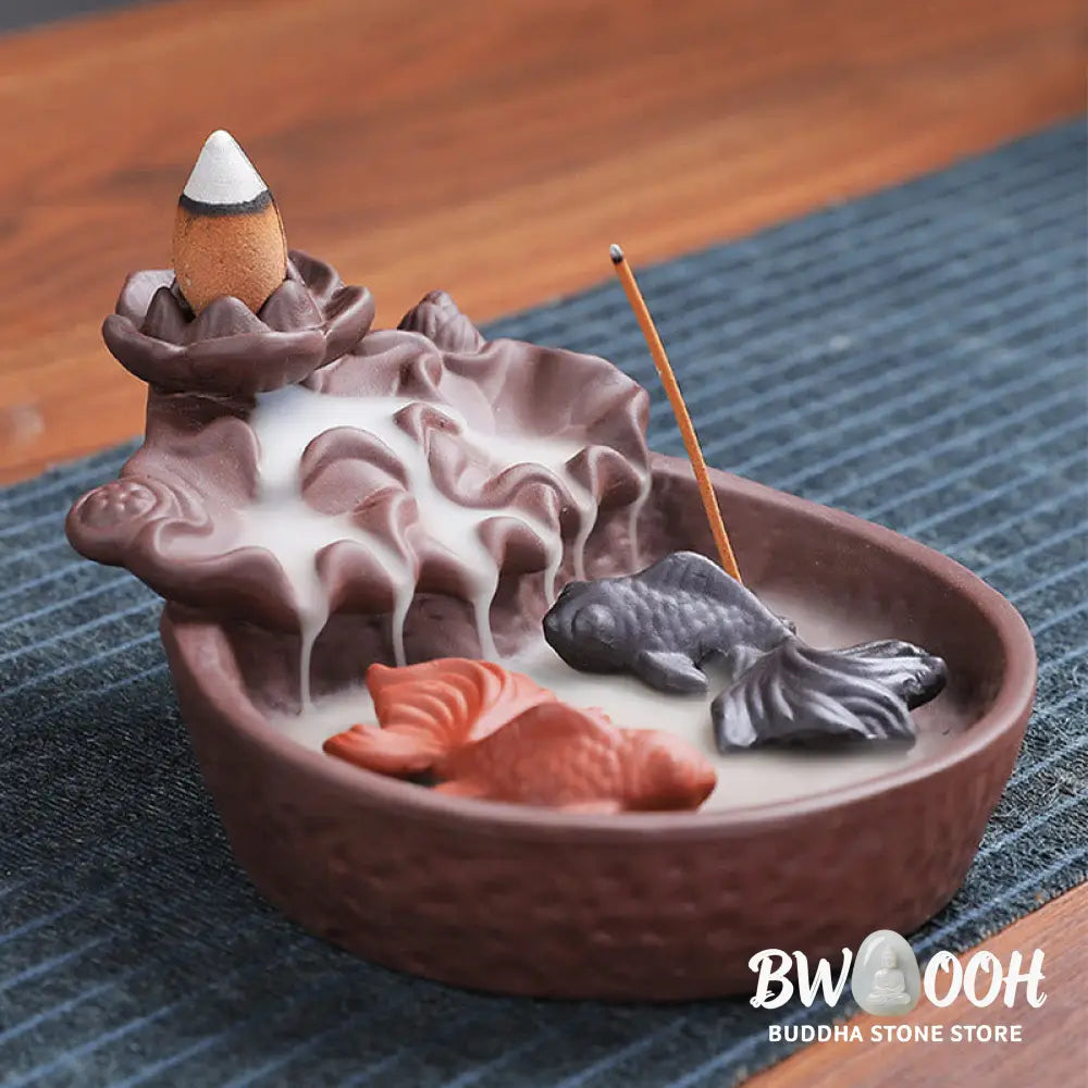BWOOOH ceramic incense burner - Koi Fish Ox Purple Clay Ceramic Inc