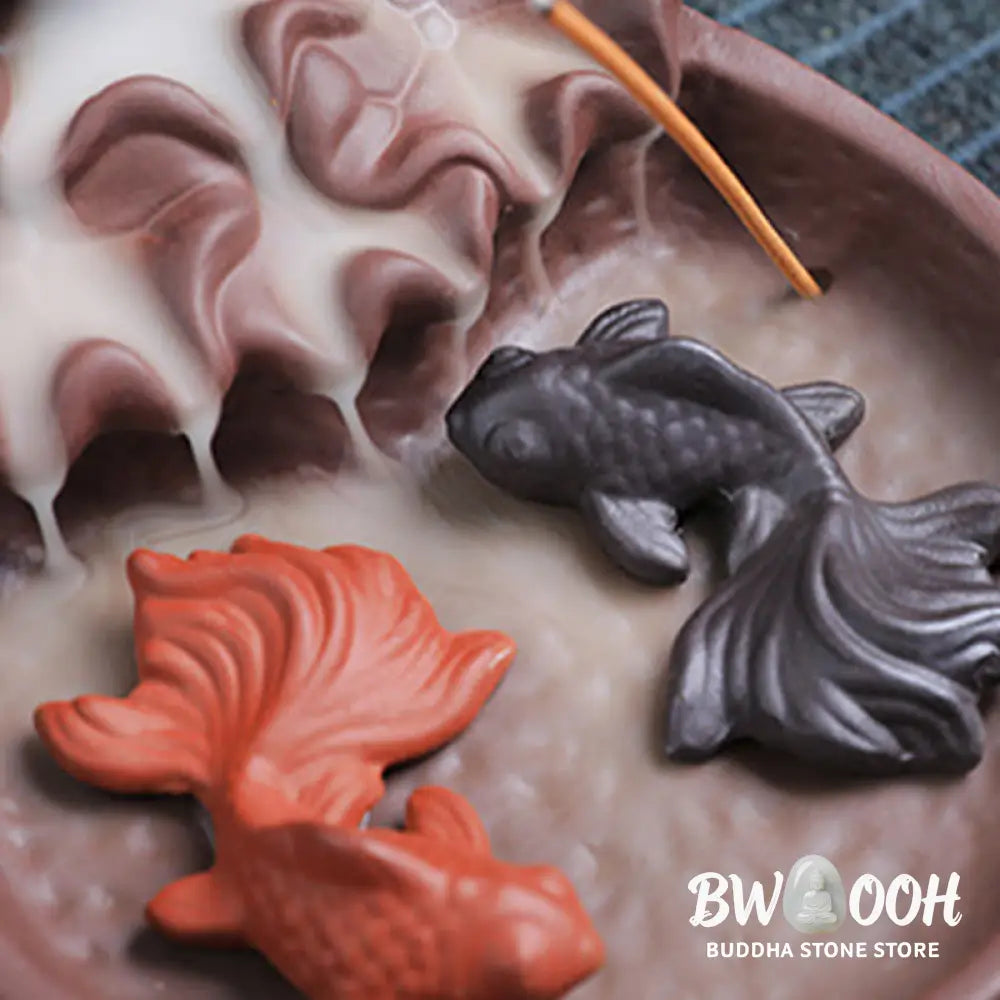 BWOOOH ceramic incense burner - Koi Fish Ox Purple Clay Ceramic Inc
