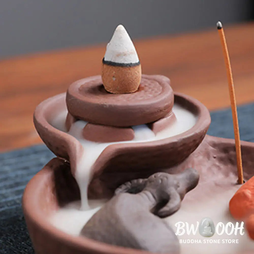 BWOOOH ceramic incense burner - Koi Fish Ox Purple Clay Ceramic Inc