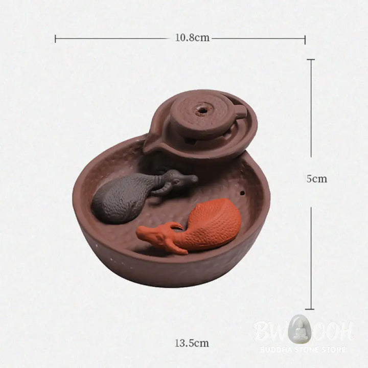 BWOOOH ceramic incense burner - Koi Fish Ox Purple Clay Ceramic Inc