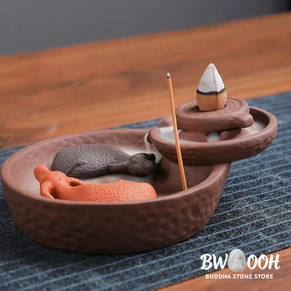 BWOOOH ceramic incense burner - Koi Fish Ox Purple Clay Ceramic Inc
